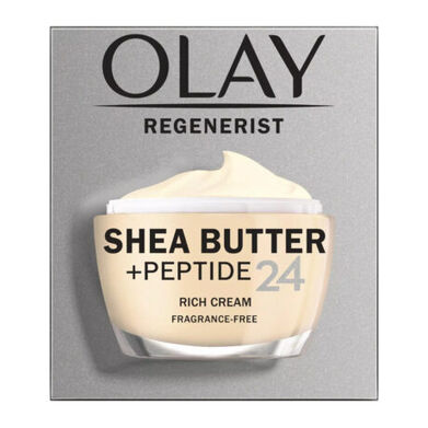 Olay Regenerist Shea Butter +Peptide 24 Fragrance-Free Rich Cream 1.7Oz
