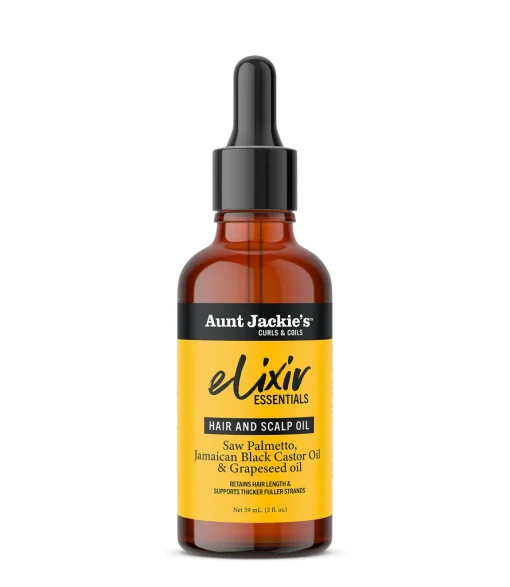 Aunt Jackie's Curls & Coils Elixir Essentials Hair & Scalp Oil Saw Palmetto, Jamaican Black Castor Oil & Grape Seed Oil 59ml