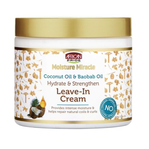 African Pride Moisture Miracle Coconut Oil & Baobab Oil Hydrate & Strengthen Leave-In Cream 15oz